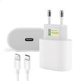 Cabo + Fonte Compatível iPhone SE X Xr 11 12 13pro 14 Usb-c