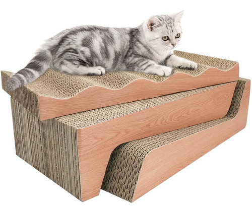 Sofa Cama De Carton Corrugado Para Gatos Para Rascar 3 Pieza