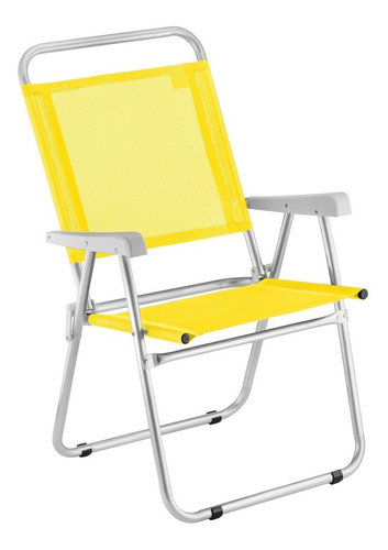 Cadeira De Praia Alum. Reforç. Encosto Alto Sun Plus Amarelo