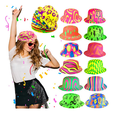 10 Sombreros Bombin Neon Fiesta Fluorescente Batucada Boda | Meses sin interés
