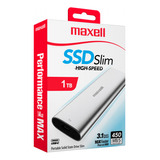 Disco Duro Externo Solido Ssd Slim 1tb Maxell 3.1 Usb Tipo C Color Plateado