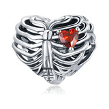 Charm Plata Calavera Corazón Wostu Comptbl Pndora Halloween