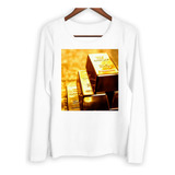 Remera Mujer Ml Oro Lingotes Valores Gold Moneda Bloque M1