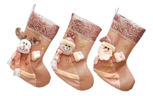 Calcetines Navideños For Decorar El Árbol De Navidad, 3pcs