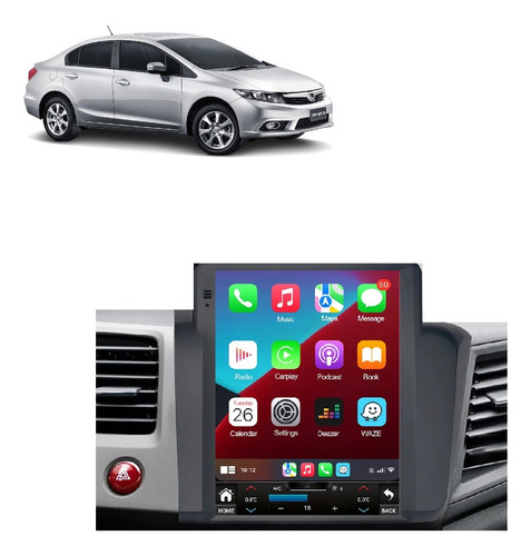 Multimídia Android Tesla Navpro Honda Civic G9 12-16 4+64+tv