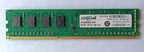 Memoria Ram Para Pc 4gb Ddr3l  1600 Mhz |  Crucial