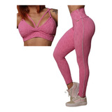 Conjunto Legging Jump Comum Jacquard + Top Bio Rosa Moving