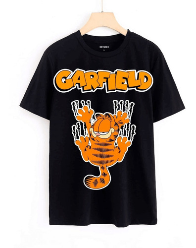 Polera Estampada Del Gato Garfield Unisex Dtf Senshi Cod 001