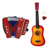 Kit Musical Infantil Acordeon Sanfona + Mini Violão Nf