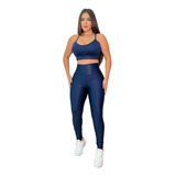 Conjunto Para Academia Legue Feminino  Top Bojo Cirre 3d 