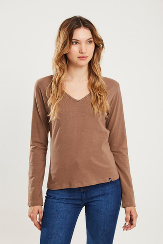 Remera Básica Algodón- Soft Chocolate - Koxis Mujer