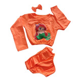 Biquini Infantil Blusinha Manga Longa Maiô Moda Praia Verão