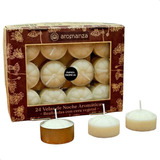 Velas De Noche Aromática Cera Vegetal Aromanza 1 Pack X24u Color Blanco Fragancia Papaya Tropical Velas De Noche Aromaticas