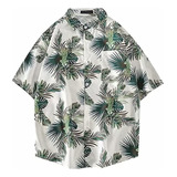 Camisa Hawaiana Moda Casual Slim Fit Cuello Mao Caballero