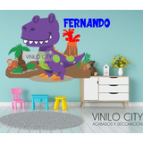 Decoración Infantil T-rex Con Nombre Personalizado