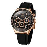 Olevs Reloj Para Hombre, Elegante Correa De Silicona Negra,