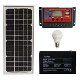 Kit Panel Solar 10wp Regulador 10a Bateria 12v 7a 1 Lampara