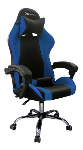 Silla De Escritorio Xzeal Xz05 Gamer Ergonómica  Negra Y Azul