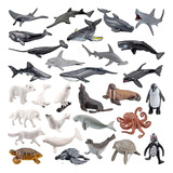30 Peças Animais Marinhos Figuras De Animais Marinhos