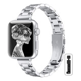 Pulseira De Aço Feminina Fina Para Apple Watch 7 9 8 6 5 4 3