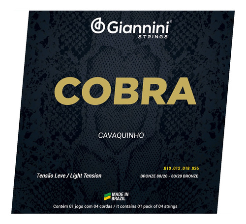 Encordoamento Cavaquinho Leve Giannini Cobra 80/20 Cc82l