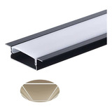 Canaleta Led Embutir 30x10mm Para Fita Led 2m Alumínio Preto