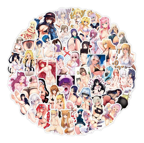 Stickers Anime Ecchi 50 Calcomanias Pvc Contra Agua Variado