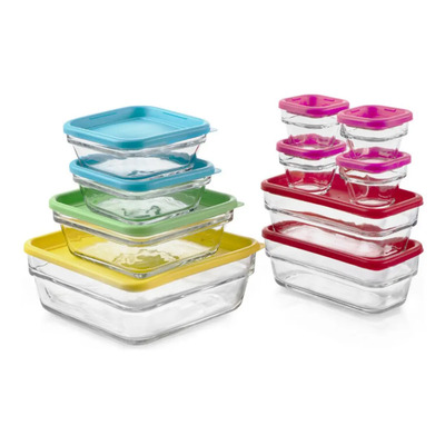 Juego De Toopers De Vidrio, Marca Libbey, Save N' Store, 20pz (10 Toopers Y 10 Tapas) | Envío gratis