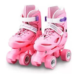 Patines 4 Rueda Ajustable Para Niña Rosados Patines Roller