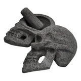 Molcajete En Forma De Cráneo Mexicano Set De 2 Piezas