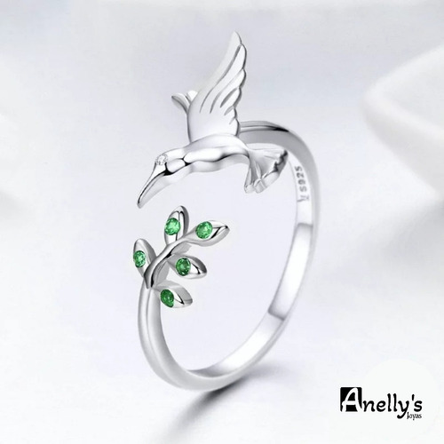 Anillo Ajustable Plata Esterlina 925 Diseño De Colibrí