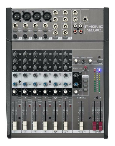 Phonic Am1204 Mixer 4ch Micro+2st, 6aux, Efect , Phantom Pow