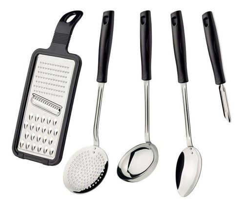 Conjunto De Utensílios Easy 5 Peças Em Aço Inox Tramontina