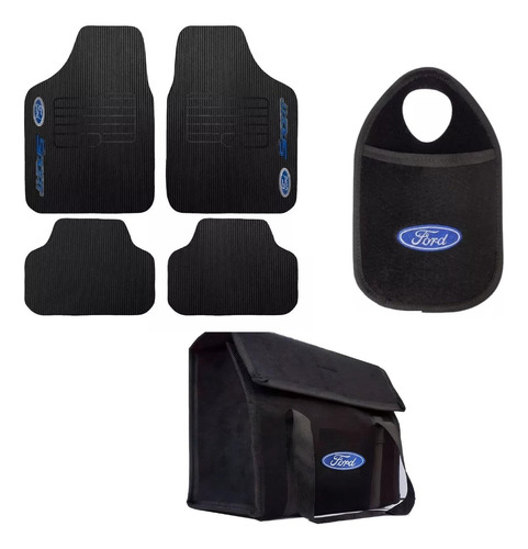 Kit Automotivo Tapetes Bolsa Lixeira Ecosport 2006 2007 2008