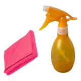 Kit Pulverizador Borrifador Manual Névoa Guarany+ Pano Àkora Cor Rosa Com Laranja 500ml