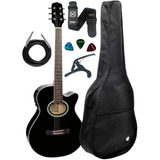 Violão Elétrico Giannini Gsf1d Bk Preto + Kit Capa Completo