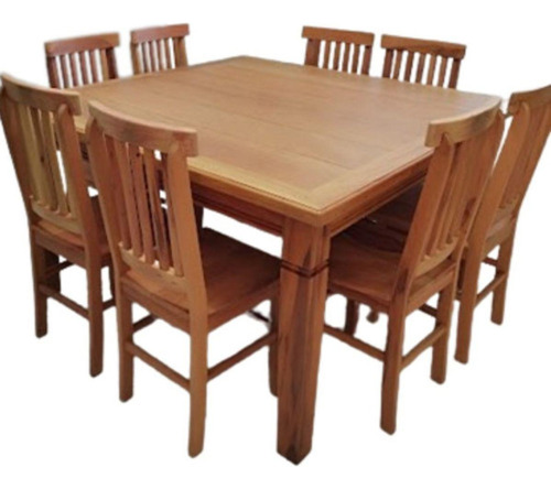 Mesa Jantar Quadrada + 8 Cadeiras Madeira Maciça Peroba Rosa