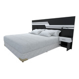 Respaldo De Sommier Cama Mesas De Luz P/1,60m Color Gris