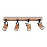 Lampara  4 Luces Barral Retro Madera Living  Carilux