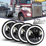 Faros Led 5.75 Pulgadas Kenworth W900 Con Lupas Y Aro Angel