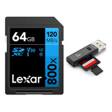 Tarjeta De Memoria Sd Lexar 800x 64gb Sdxc Uhs-i Class 10 U3