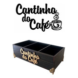 Porta Açúcar, Adoçante E Colheres + Placa Cantinho Do Café