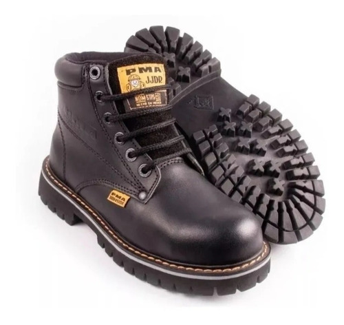 Bota Pma C/casquillo 100% Piel Napa Cosidas Industriales Neg