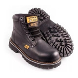 Bota Pma C/casquillo 100% Piel Napa Cosidas Industriales Neg