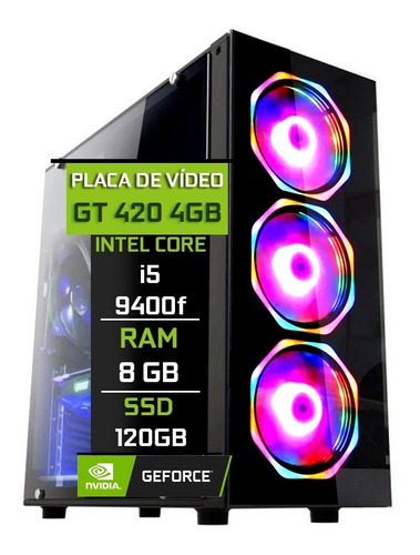 Pc Gamer Fácil Intel Core I5 9400f 8gb Gt 420 4gb Ssd 120gb