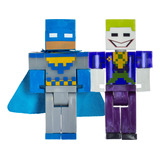 Minecraft Duo Batman Y Guasón Figuras Articuladas Con Luz