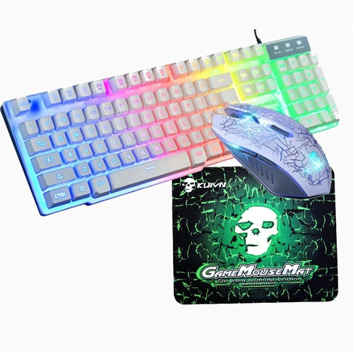 T6 Teclado + Mouse + Pad Kit Gamer Barato Com Fio Led