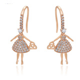 Aretes Oro 18k Laminado Swarovski Bailarina Ballet Dama Jove