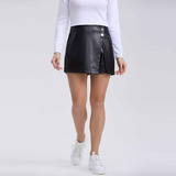 Falda Mujer Short Cuerina Negro Fashion's Park