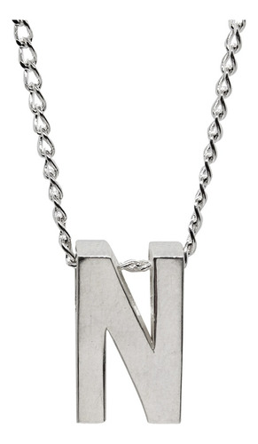 Collar Zab De Plata .925, Diseño De La Letra N En 3d